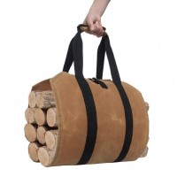 Outdoor Large Wood Firewood Log Carrier Tote Bag Heavy Duty Waxed Canvas Carry Bag With Handles